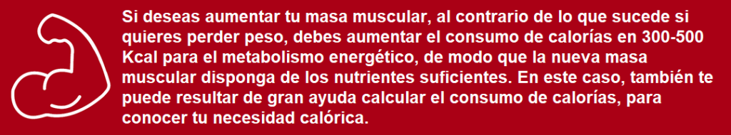 Aumento del consumo de calorías para el desarrollo muscular